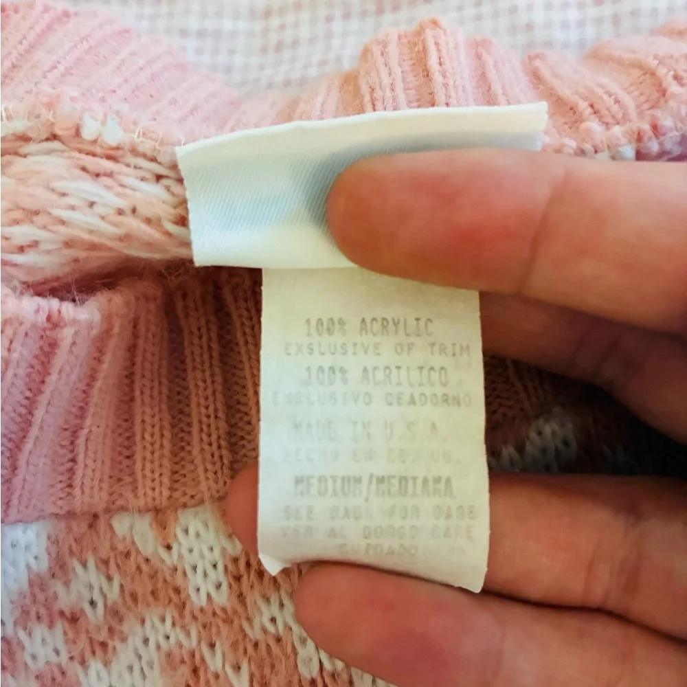 Vintage Pink & Cream Knit Sweater - Picture 5 of 5